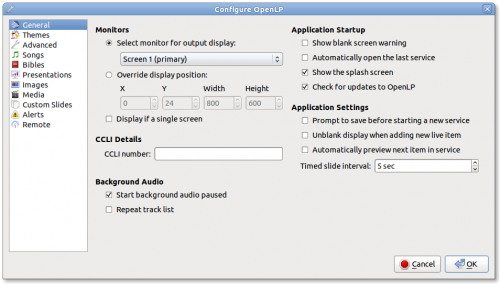 Configure OpenLP